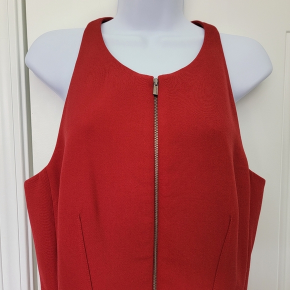 BCBGMAXAZRIA  Guilianna Dress Deep Red Sleeveless Front Zip Racerback Boning 12 - Picture 2 of 11